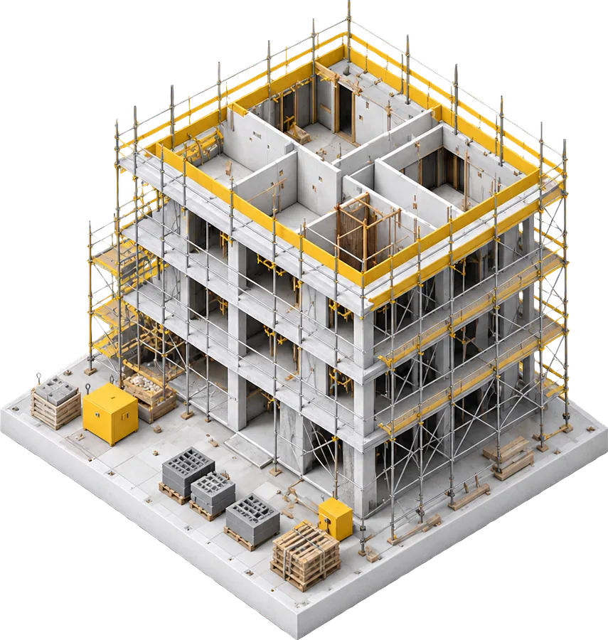 Maquette 3D type d’un lieu scanné pour le métier : construction